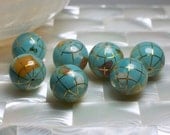 1pc 15mm Gemstone Turquoise Blue Inlay GLOBE bead