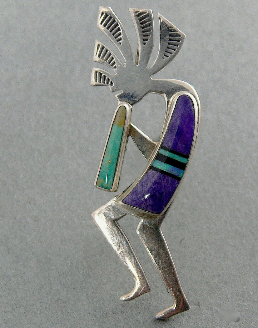 Vintage Sterling Silver Kokopelli Brooch Cathy Webster Navajo
