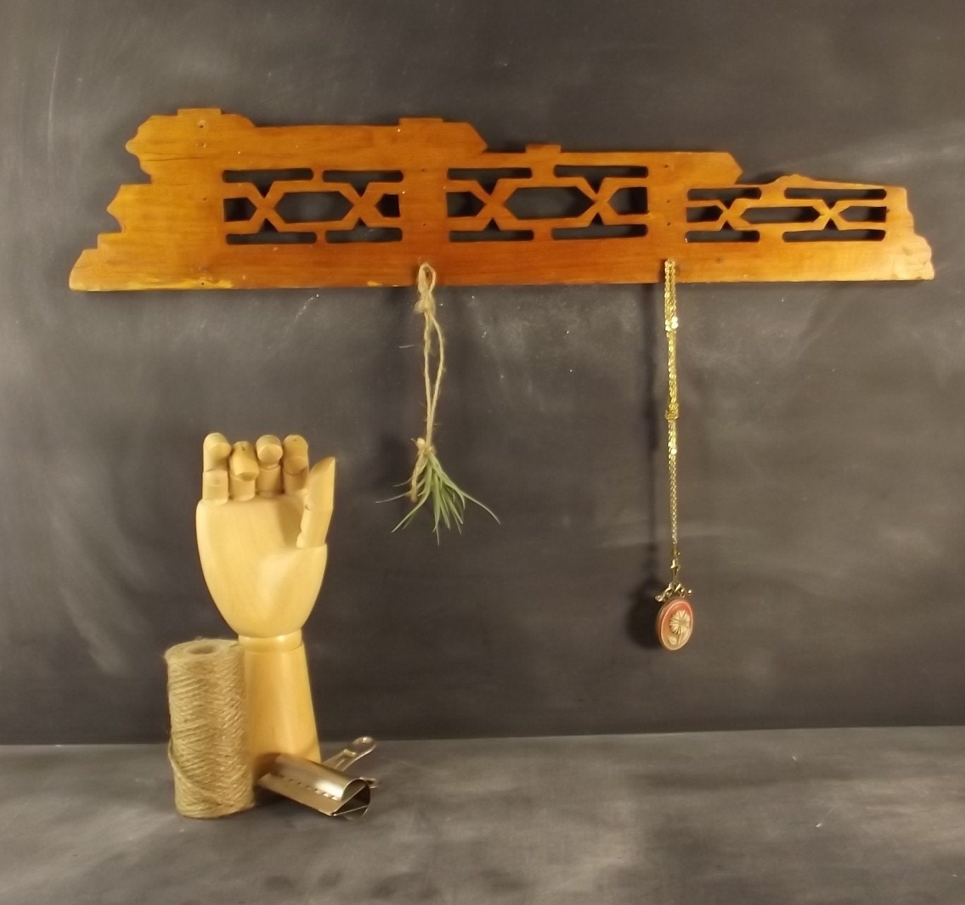 Antique Architectural Salvage Wooden Jewelry Holder