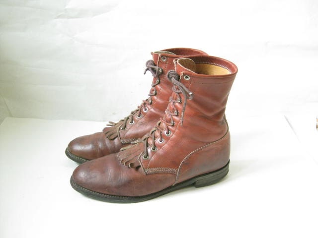 Vintage Justin Lace Up ROPER BOOTS. Size 9  Mens