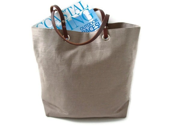 Beach Bag, Basic Tote Bag, Linen Handbag, Large, Casual Tote, Everyday Tote, Purse for Women, Taupe Bag
