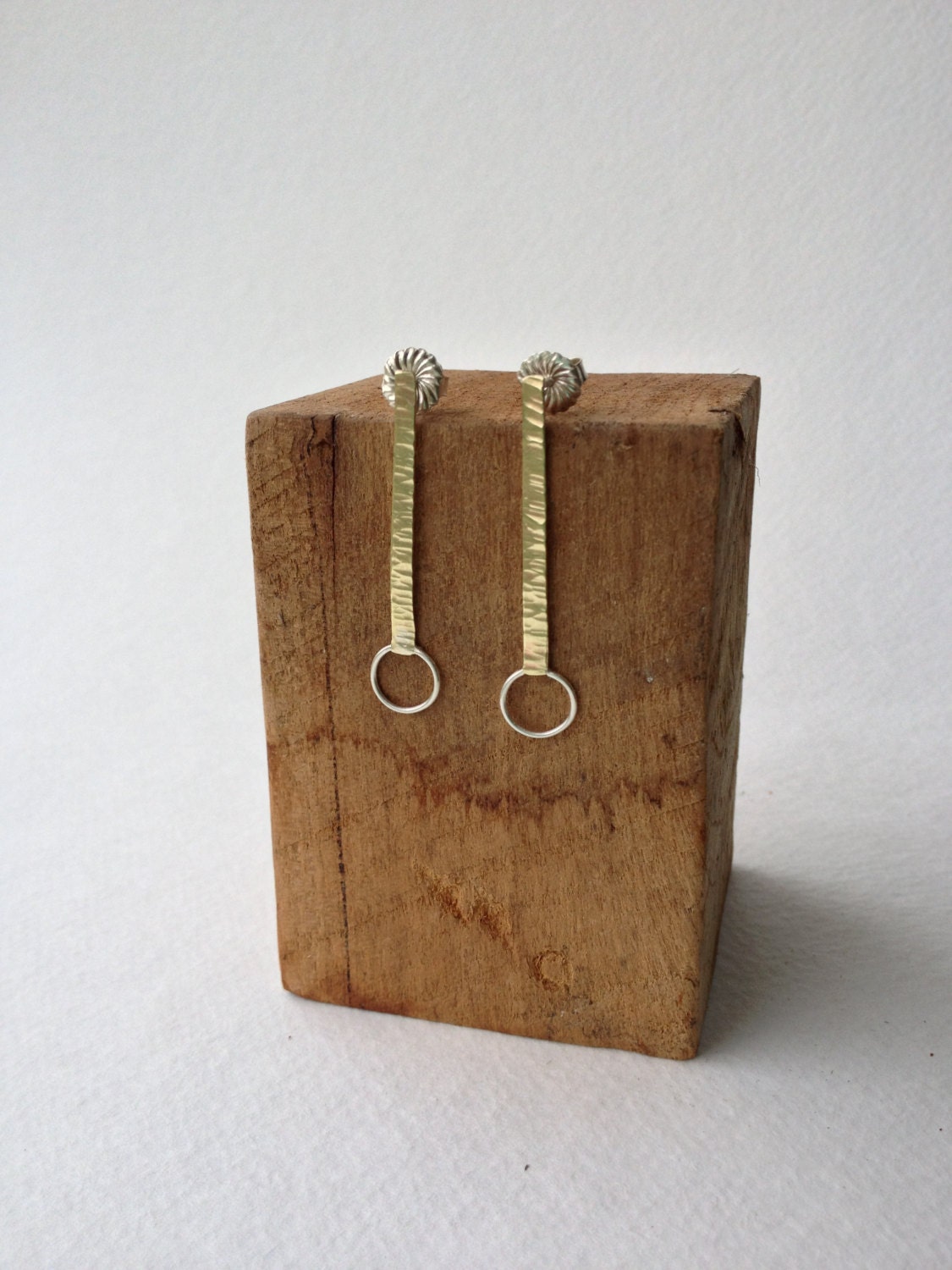 Modern Brass and Sterling Earrings Mothers Day gift under 30 dollars