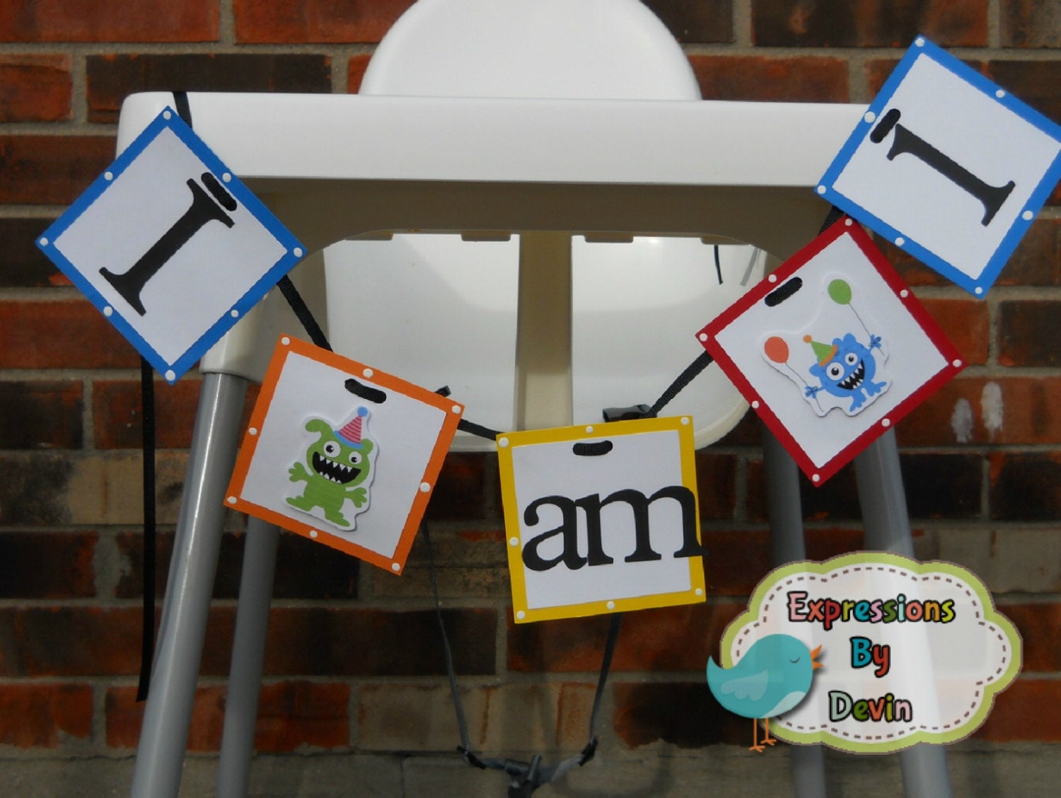 Little Monster Bash I am 1 Highchair banner