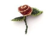 Little red rose brooch, crochet wire jewelry