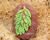 Ukrainian Easter Egg Pysanka Green Leaf by Tanya Besedina