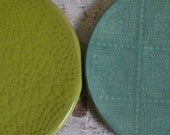 2 Breakfast Plates - Lime and Azul - 2 small plates - Wobbly Plates Series