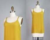 vintage silk GOLDEN YELLOW tank top XS S