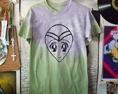 B E L I E V E // Green'n'Purple Tie Dye SAILOR MOON ALIEN Head Anime Shirt, S