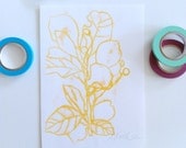 Small botanical transfer monotype, original print
