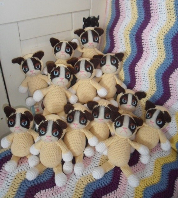 Grumpy Cat Meme crochet plush toy handmade kitty doll PLEASE READ CAREFULLY