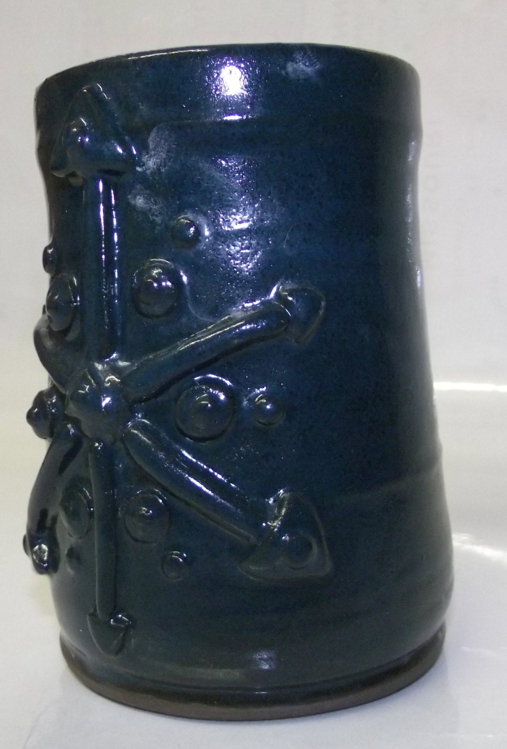Nice big blue mug or beer stein with snowflake design