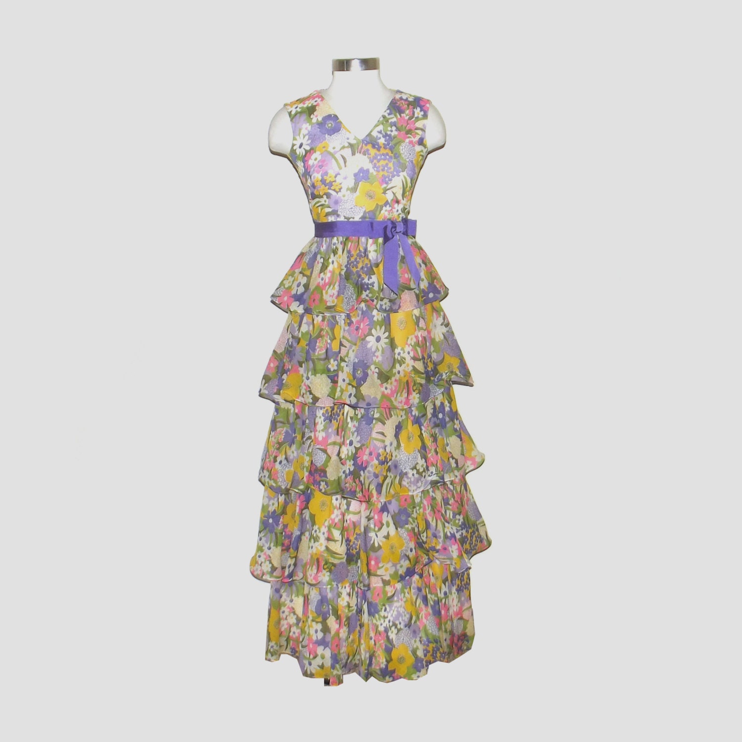 1960s dress / 60s dress / extra small xs / Spring Cotillon Dress