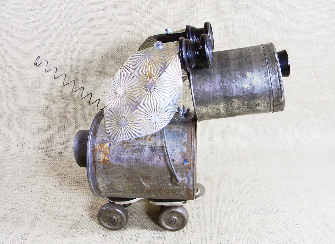 dog sculpture - Recycled tin - LIZZY - robot dog assemblage - Reclaim2Fame