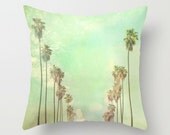 pillow cover, Los Angeles home decor, LA throw pillow mint green, palm trees California style home, bedroom, 16x16 18x18