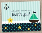 Printable Thank You Card Design - Sailing the Seas Teal