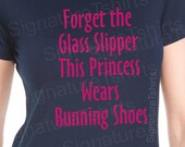 Forget Glass Slipper This Princess Wears Running Shoes Womens T-Shirt fitted tshirt shirt NAVY blue S, M, L, XL, 2XL