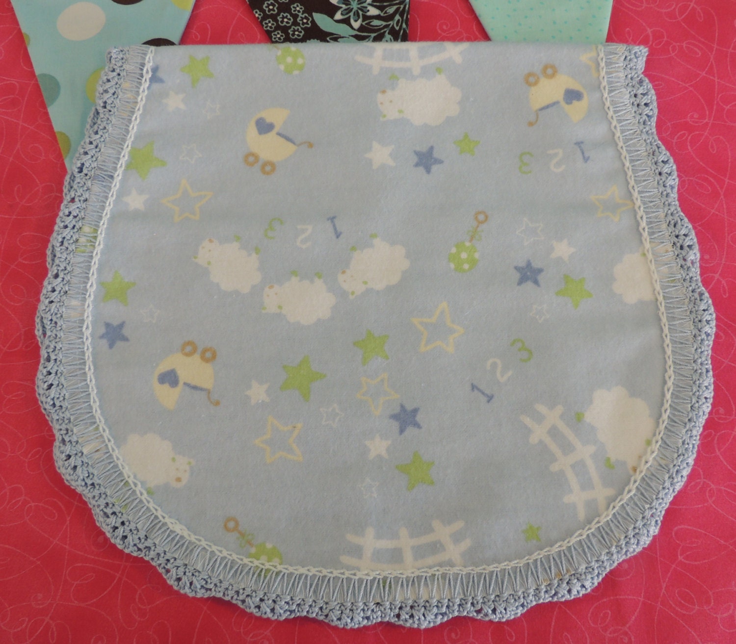 Baby Burp Cloth in Baby Sheep pattern is a darling thoughtful gift for the little person in your life