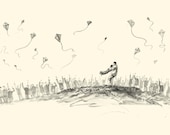 Red Kite, Blue Kite ORIGINAL DRAWING "Celebration"