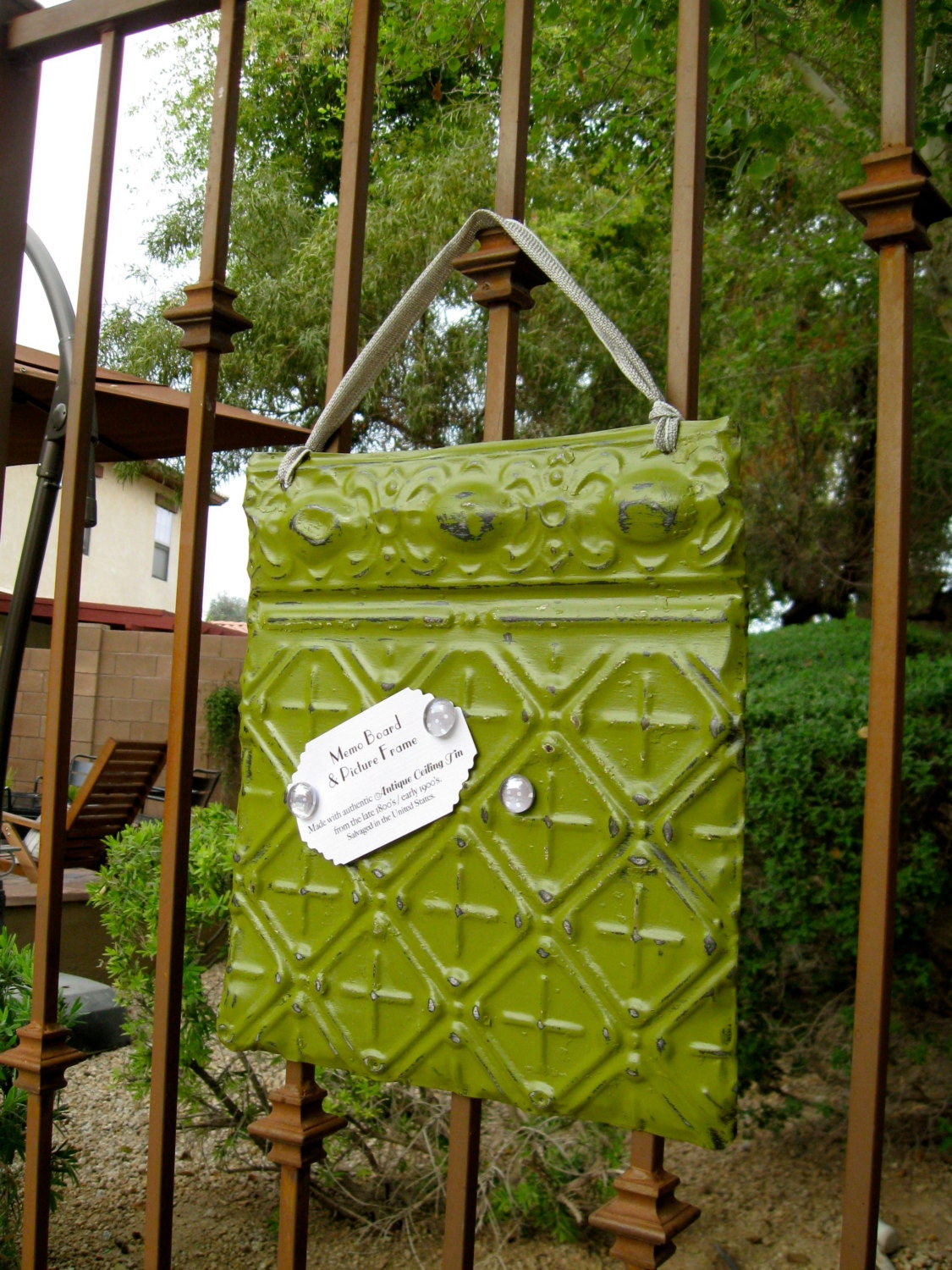 GRANNY SMITH Antique Ceiling Tin MAGNETIC Memo Board / Wall Hanging