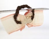 Antique Victorian hair jewelry. Braided hair on silk bow. Civil war mourning / keepsake / memorial jewelry / 1860s antique primitive