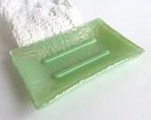 Soap Dish in Mint Green and Silver Fused Glass