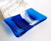 Glass Soap Dish in Dark Cobalt Blue
