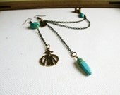 Turquoise Ear Cuff. Asymmetrical Statement Earrings with Thunderbird Totem