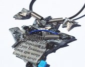 Found Object Jewelry- Silver & Blue Upcycled Industrial Necklace
