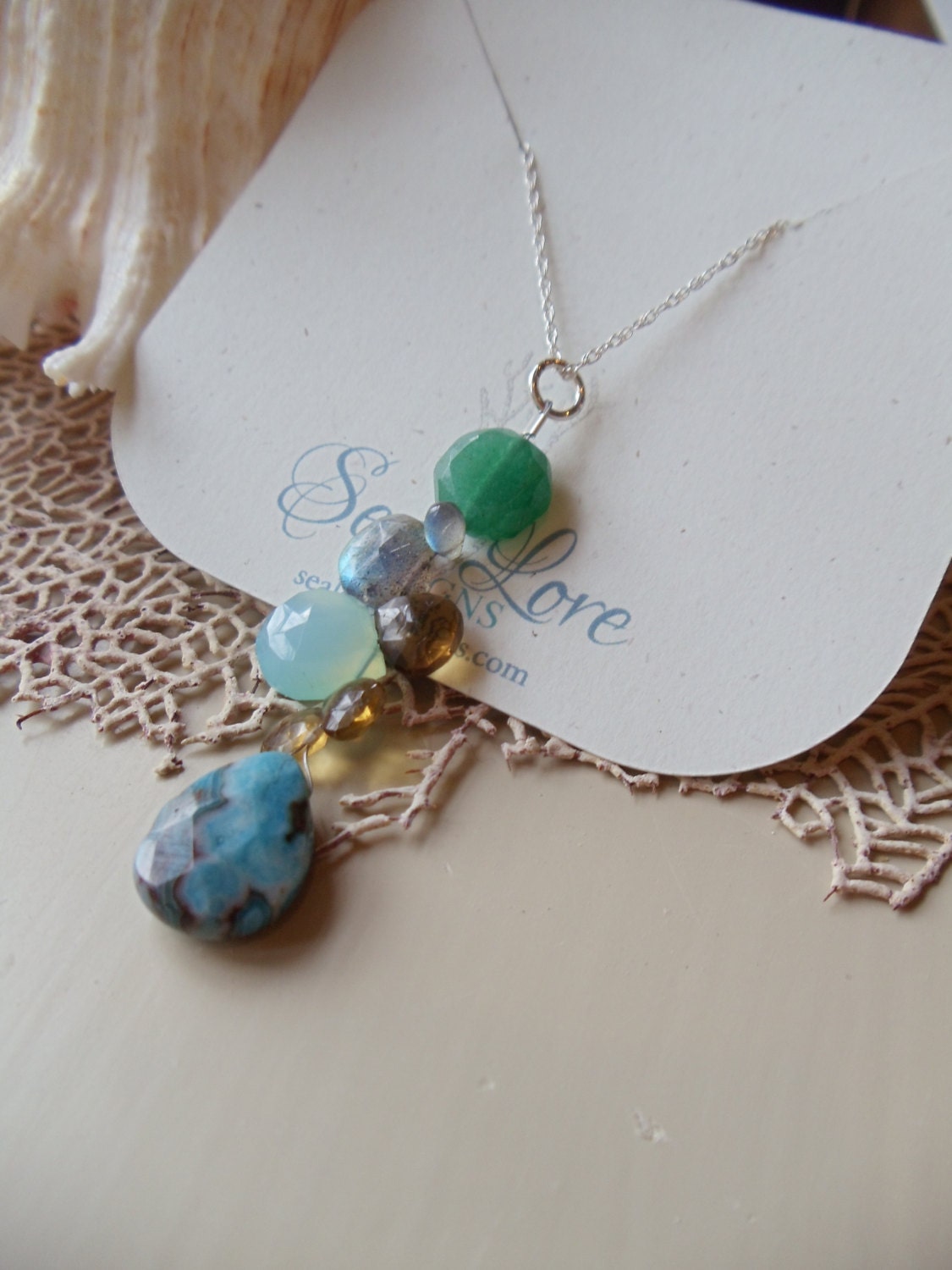 OCEANS BLUE Necklace, fine jewelry, gemstone cluster, handmade jewelry 