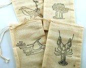 Precious Packages Muslin Drawstring Bags Set of 5 Choose Your Image Lobster Vespa Mason Jar Il_170x135