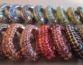 Pave glass Beads Chain Link for Bracelet / Necklace, AAA Rhinestones - 19 colors to choose from and gold or silver Great for wedding jewelry