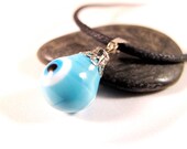 Sea Blue Evil Eye Pendant Necklace