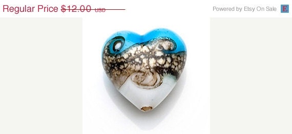 ON SALE 30% OFF Handmade Lampwork Bead - 11807305 - Heart Focal Bead - Weave w/Bubble