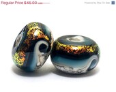 ON SALE 40% OFF Handmade Glass Lampwork Bead - Seven Romantic Isle Waves Rondelle Beads - 10411501