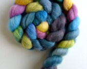 BFL Wool Roving - Hand Painted Spinning or Felting Fiber, Spring Flowers