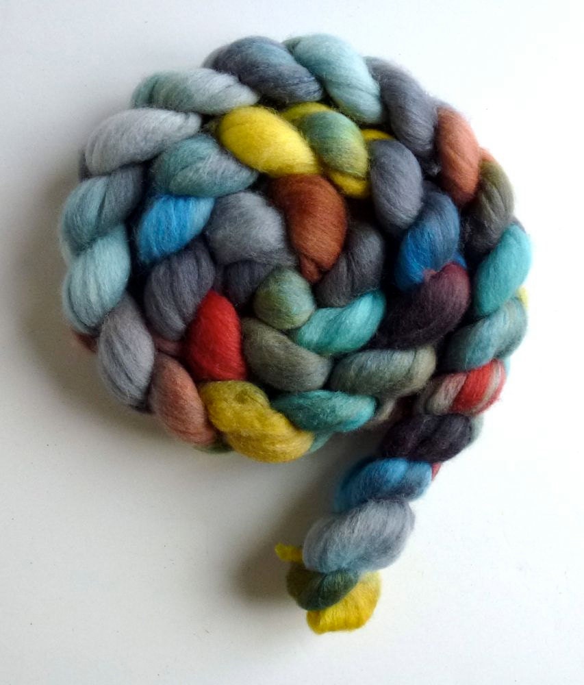 Polwarth/Silk Roving - Hand Painted Spinning or Felting Fiber, Road Race