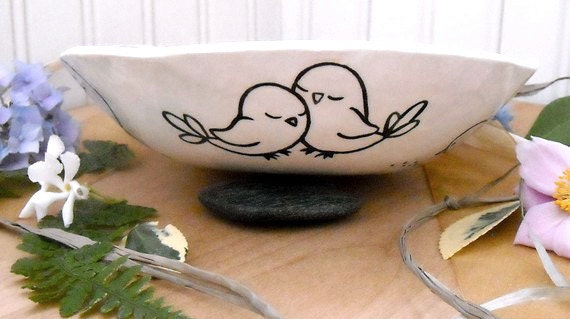 Bird Bowl - HandMade Painted PEEP Birdies Serving Dish - Kids, Childrens Nursery Chick Bowl - Small Soup, Salad, Cereal Dessert size
