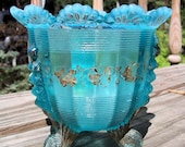 Antique Aqua Blue Opaline Spooner Vase