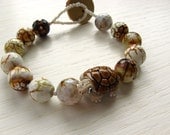 Handcrafted Clay Turtle and Fire Agate Gemstone Bracelet