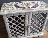 Vintage Broken China Mosaic Jewelry Box - Blue and Gold