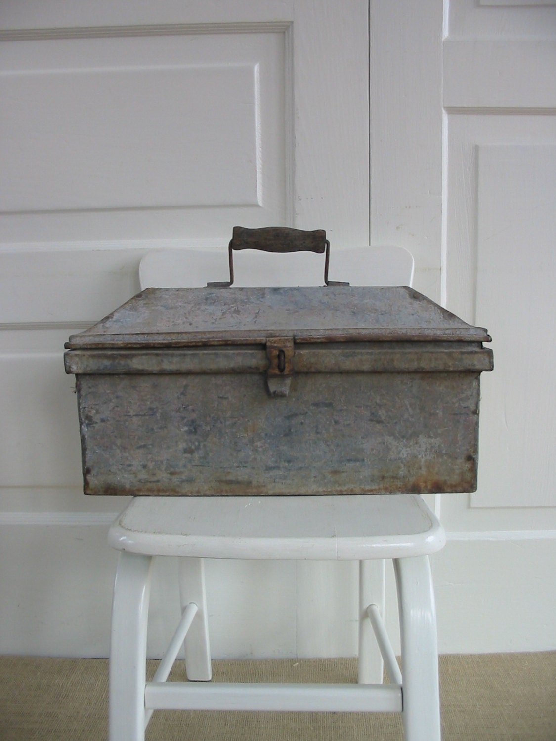 Vintage Metal Box Industrial Rustic Garden Tool Caddy