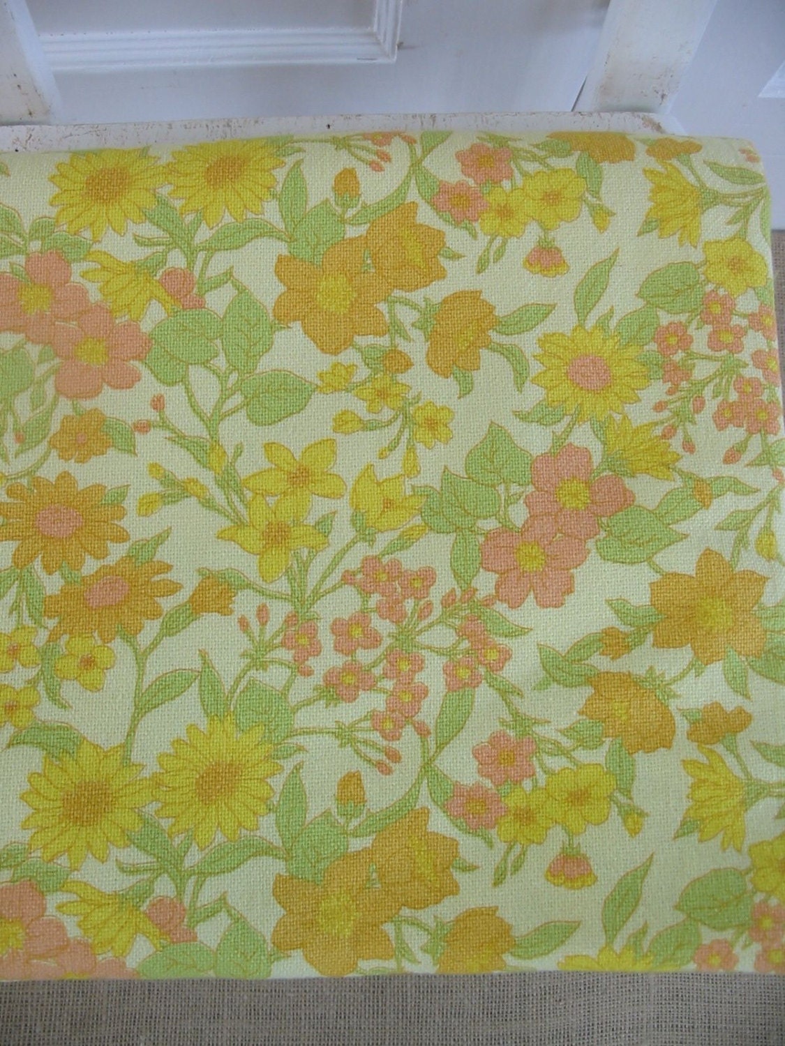 Vintage Fabric Yardage Supplies Flowers Spring Preppy Sixties Seventies Mod