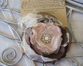 Wedding Corsage Pin  With Rhinestones and Pearls Made to order