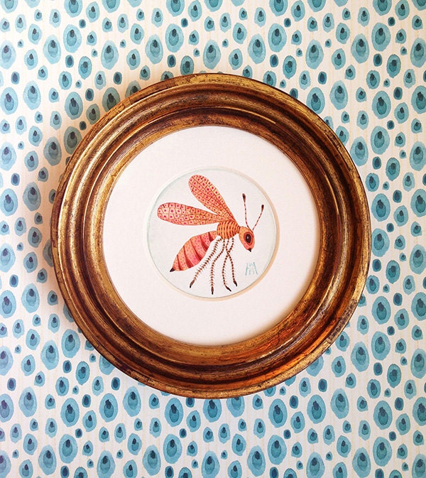 rose wing fruit fly miniature original watercolor painting