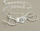 personalized initial necklace. two initials heart necklace. couples necklace. conversation heart. lovers initials.