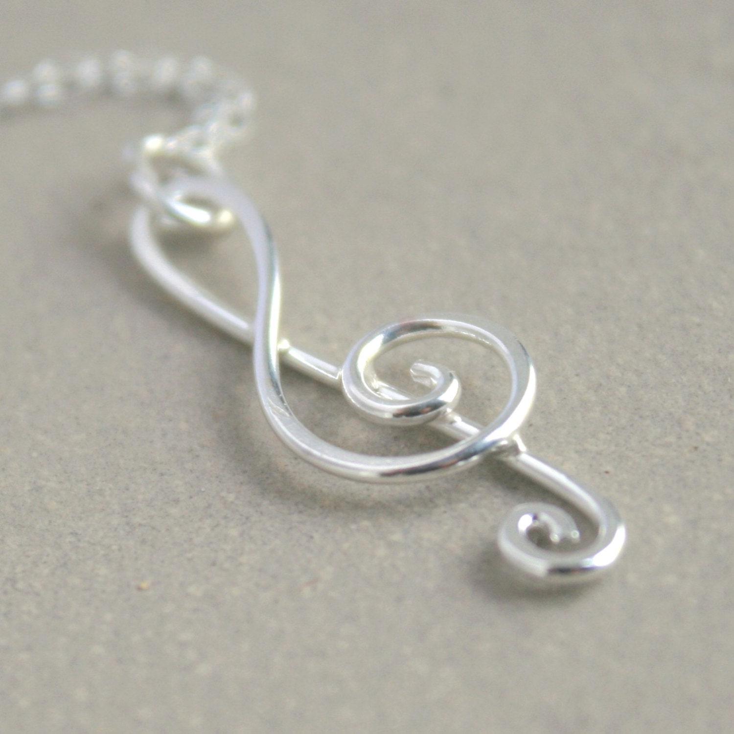 treble clef necklace. sterling silver. with birthstone. music jewelry. graduation gift.