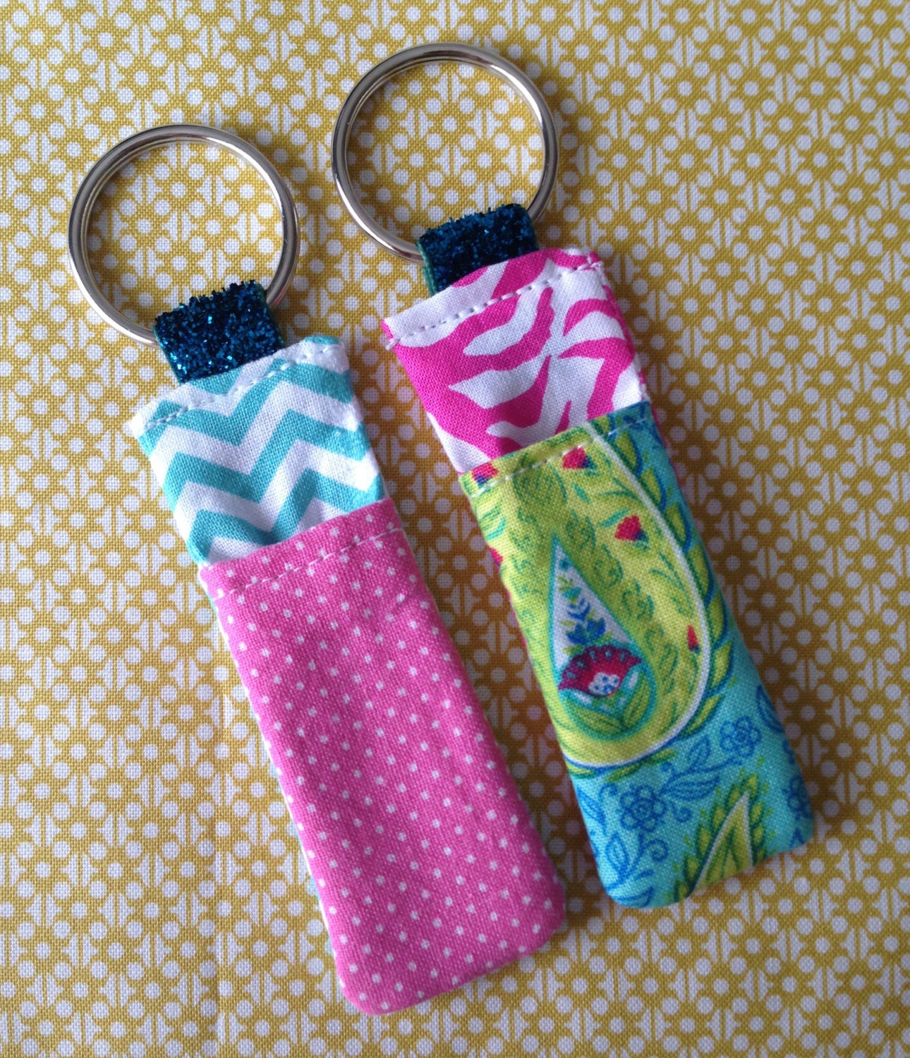 Set of 2 Lip Balm Holder Keychains