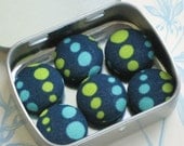 Splash. . . Set of 6 Fabric Magnets. Dots. Gift Tin
