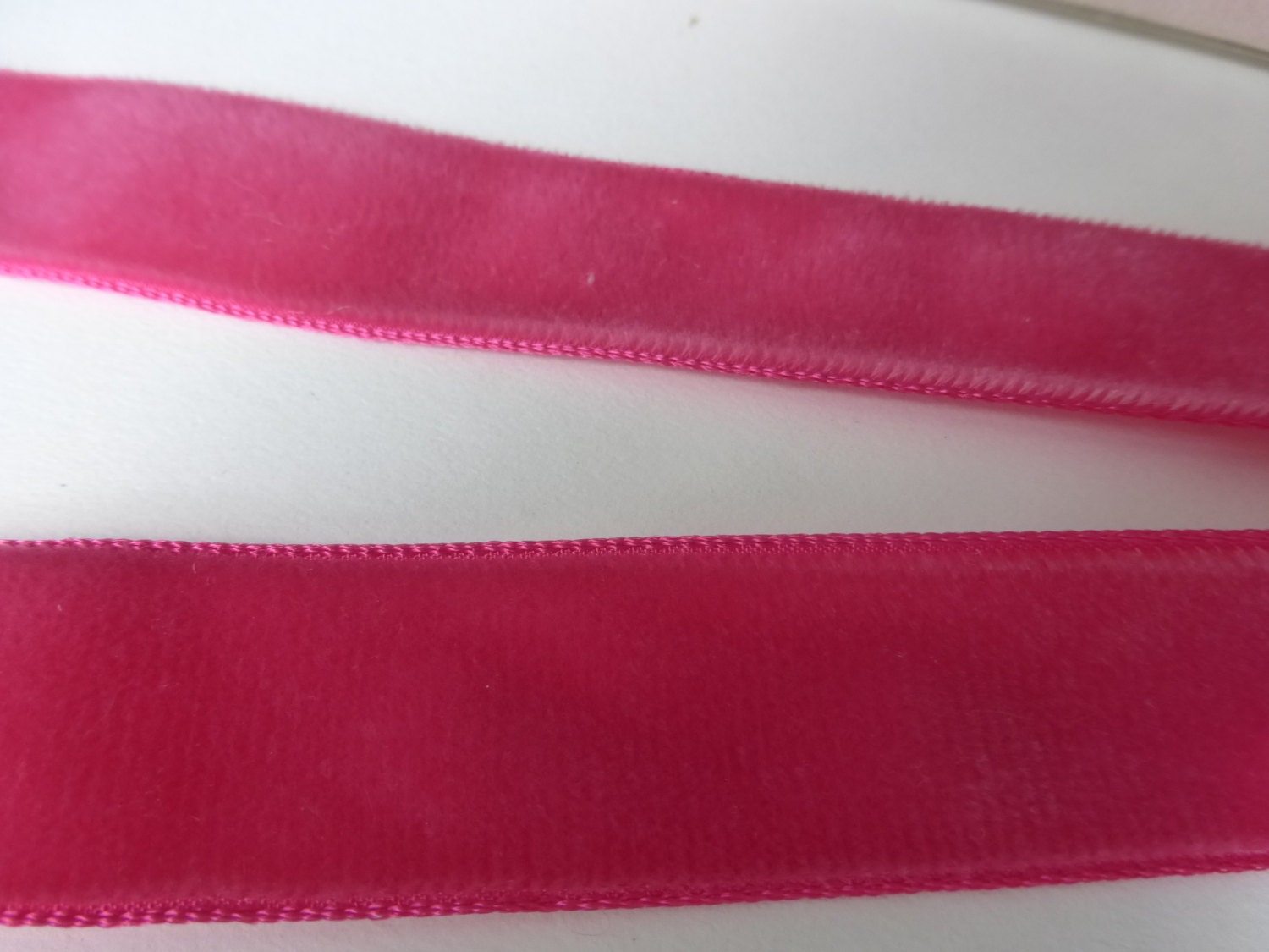 Vintage Shocking Pink Swiss Velvet Ribbon 2 yards