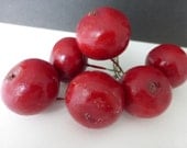Vintage Bunch of Lacquered XLarge Spun Cotton Red Apples